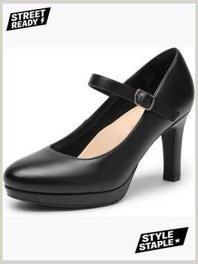 Classic Mary Jane Pumps with 3.5-Inch Heel and Arch Support